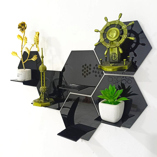 Acrylic Hexagon Shelves Wall Decor